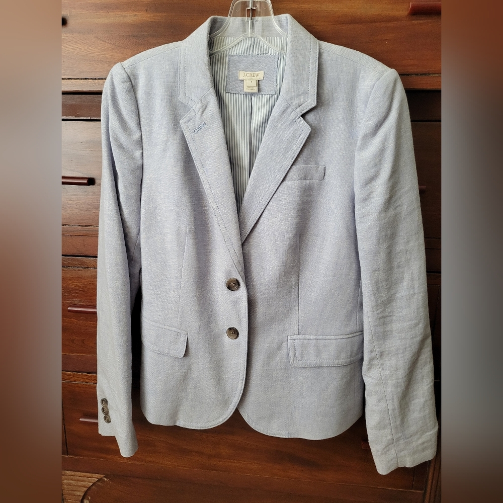 J. CREW Light Blue Linen Blazer